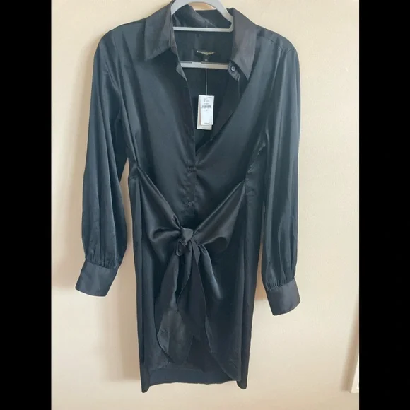 Banana Republic | Dresses | Nwtbanana Republic Black Long Sleeve Shirt Dress  With Attached Tie Size Xs | Poshmark